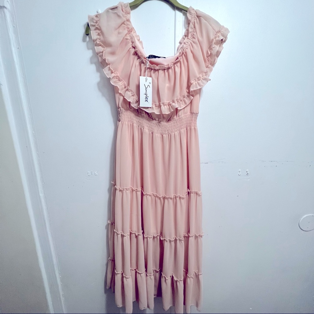 Simplee Smock Princess Pale Pink Dress Size Medium 43 Inches